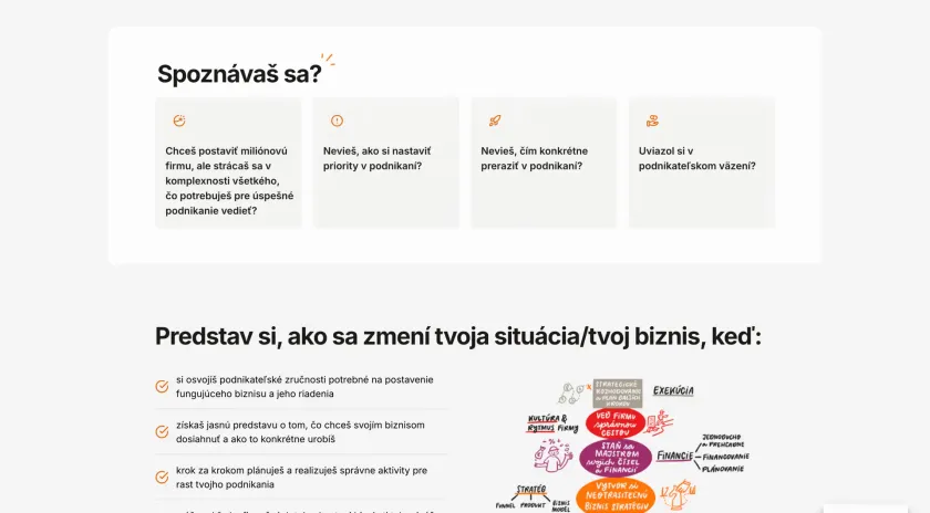 Detail predajnej stránky s cenníkom programu